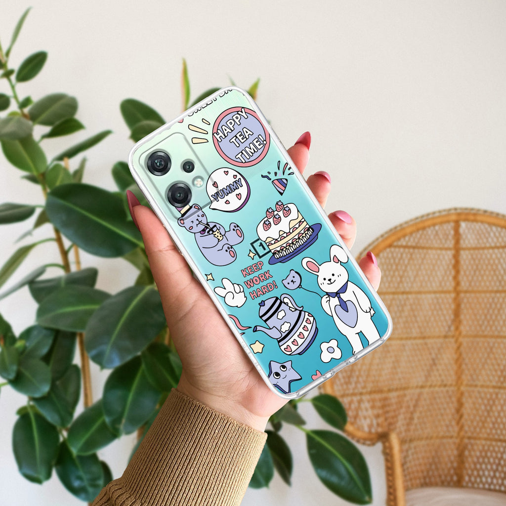 Happy Tea Time Transparent Silicon Case For OnePlus Nord CE 2 Lite