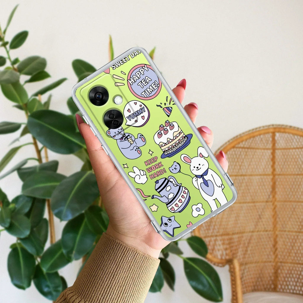 Happy Tea Time Transparent Silicon Case For OnePlus - ShopOnCliQ
