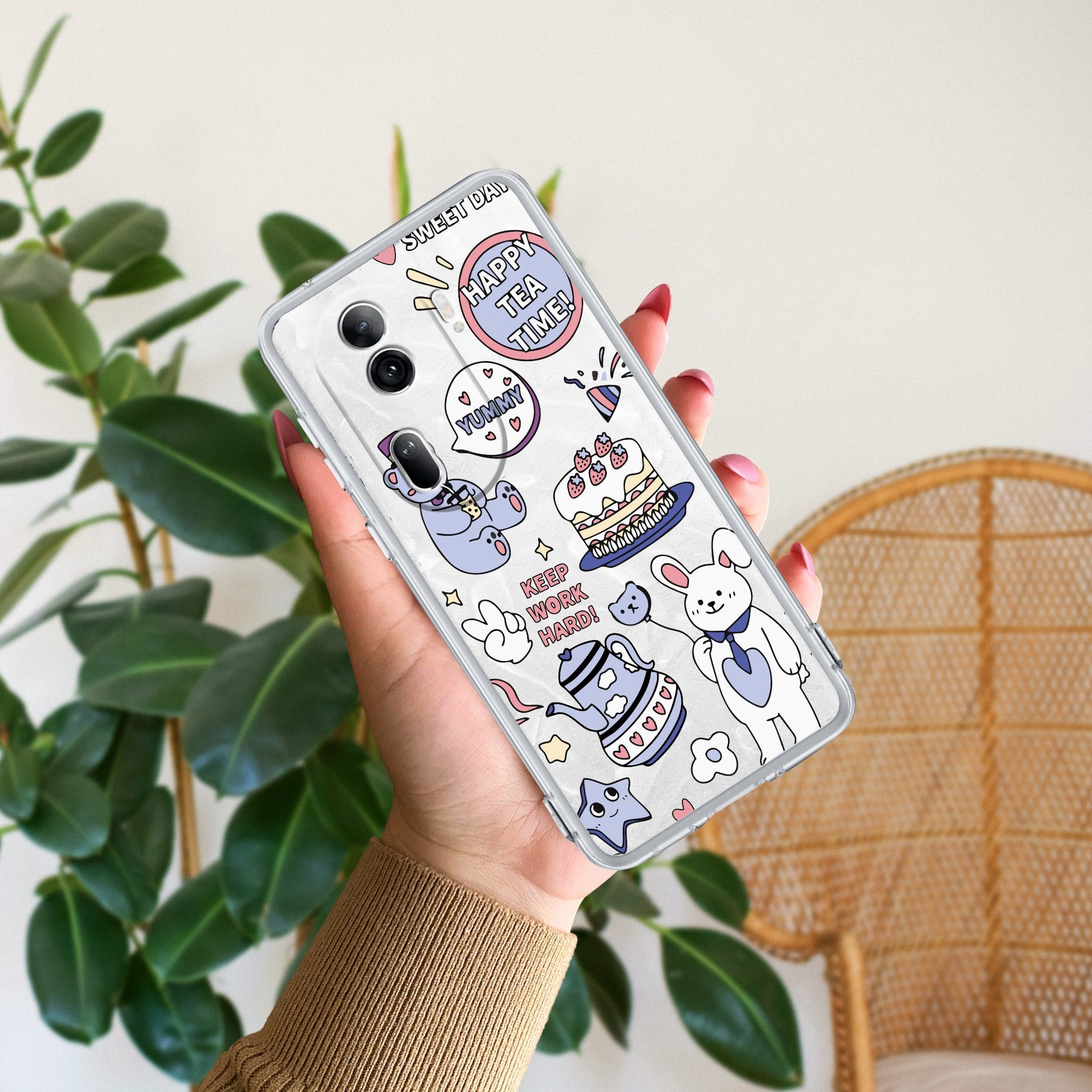 Happy Tea Time Transparent Silicon Case For Oppo Reno 11 Pro 5G