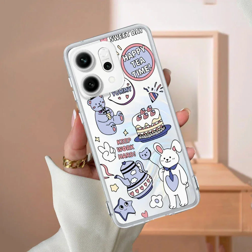 Happy Tea Time Anti Yellow Case For OPPO Reno 14 Pro 5G
