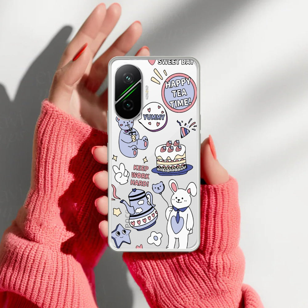 Happy Tea Time Transparent Silicon Case For Poco