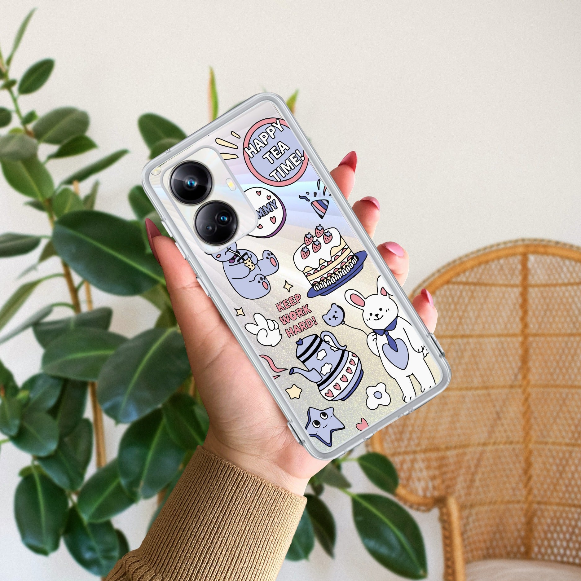 Happy Tea Time Transparent Silicon Case For Realme 10 Pro Plus 5G