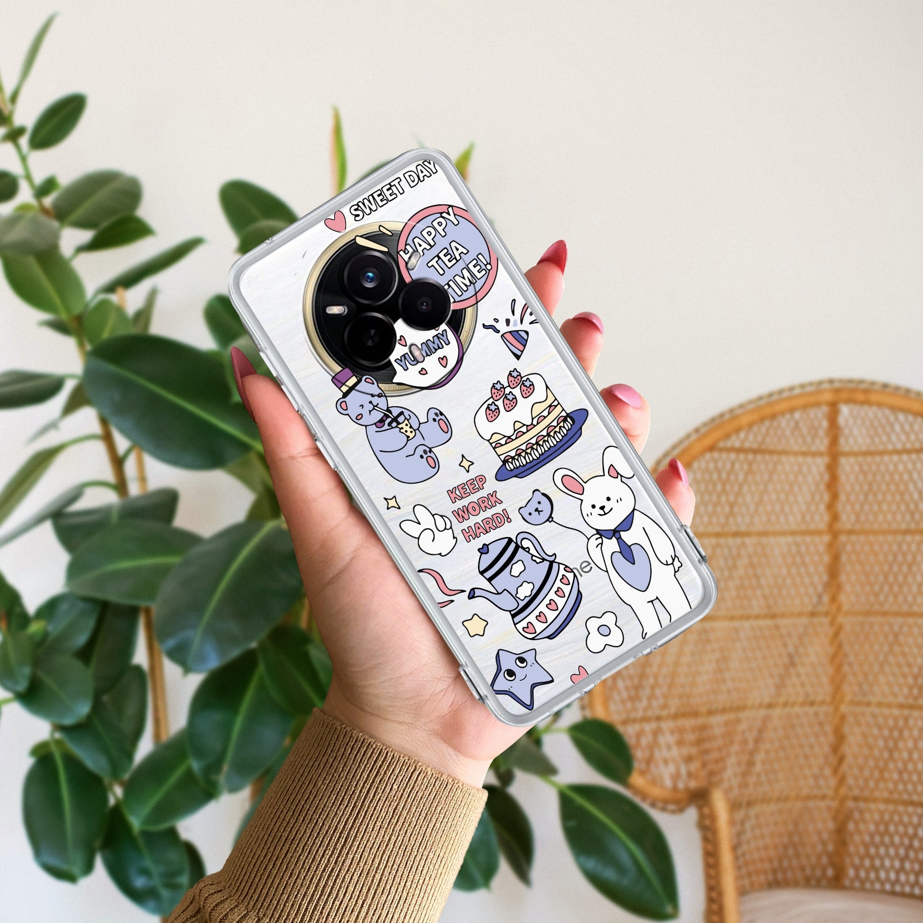 Happy Tea Time Transparent Silicon Case For Realme 13 Pro 5G