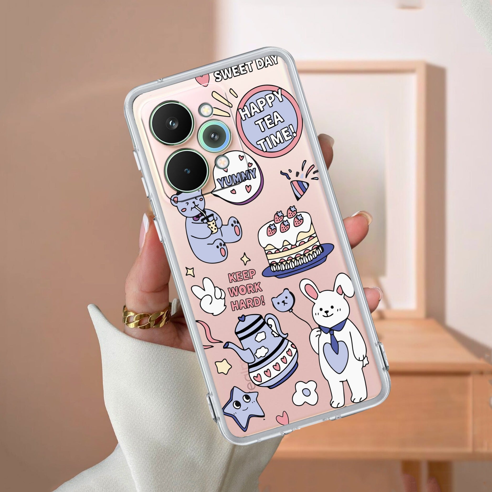 Happy Tea Time Transparent Silicon Case For Realme 15 5G