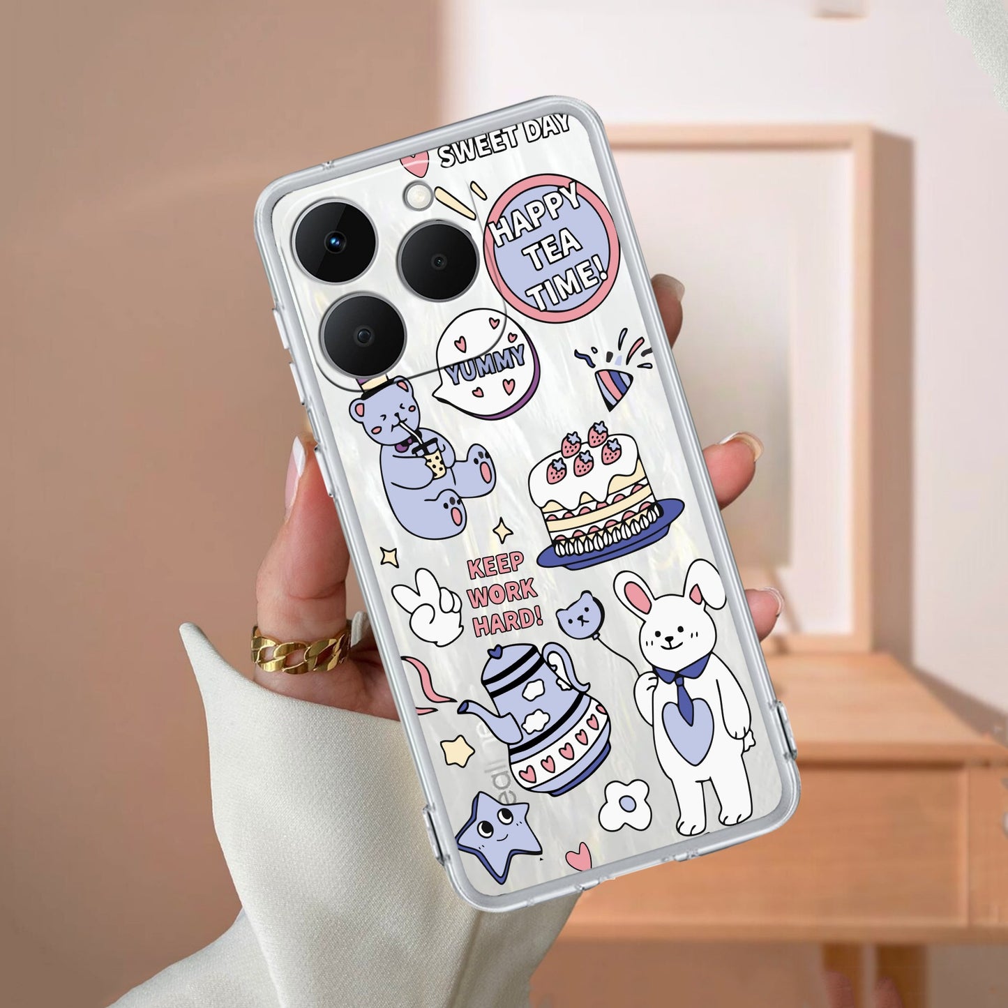 Happy Tea Time Transparent Silicon Case For Realme/Narzo