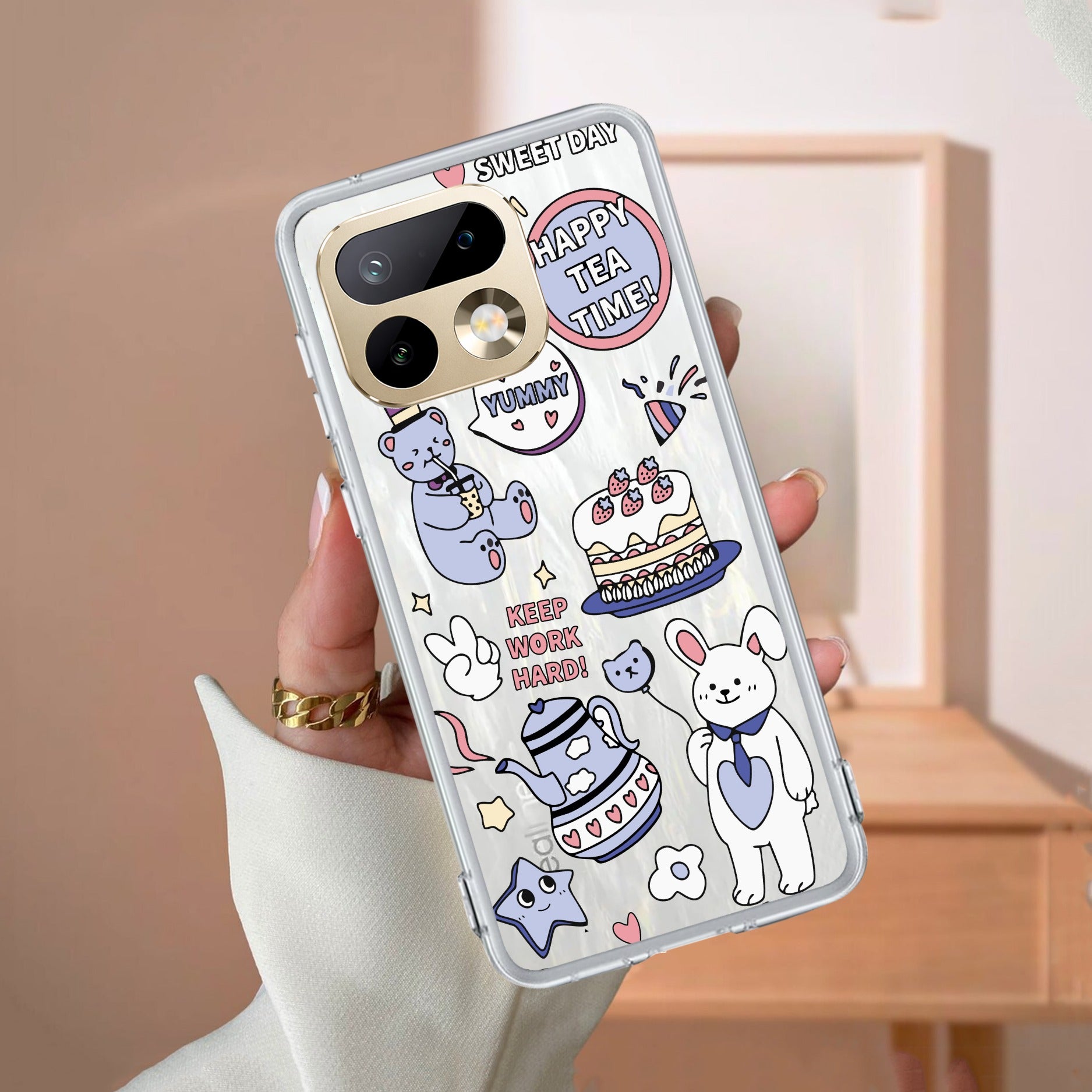Happy Tea Time Transparent Silicon Case For Realme/Narzo - ShopOnCliQ