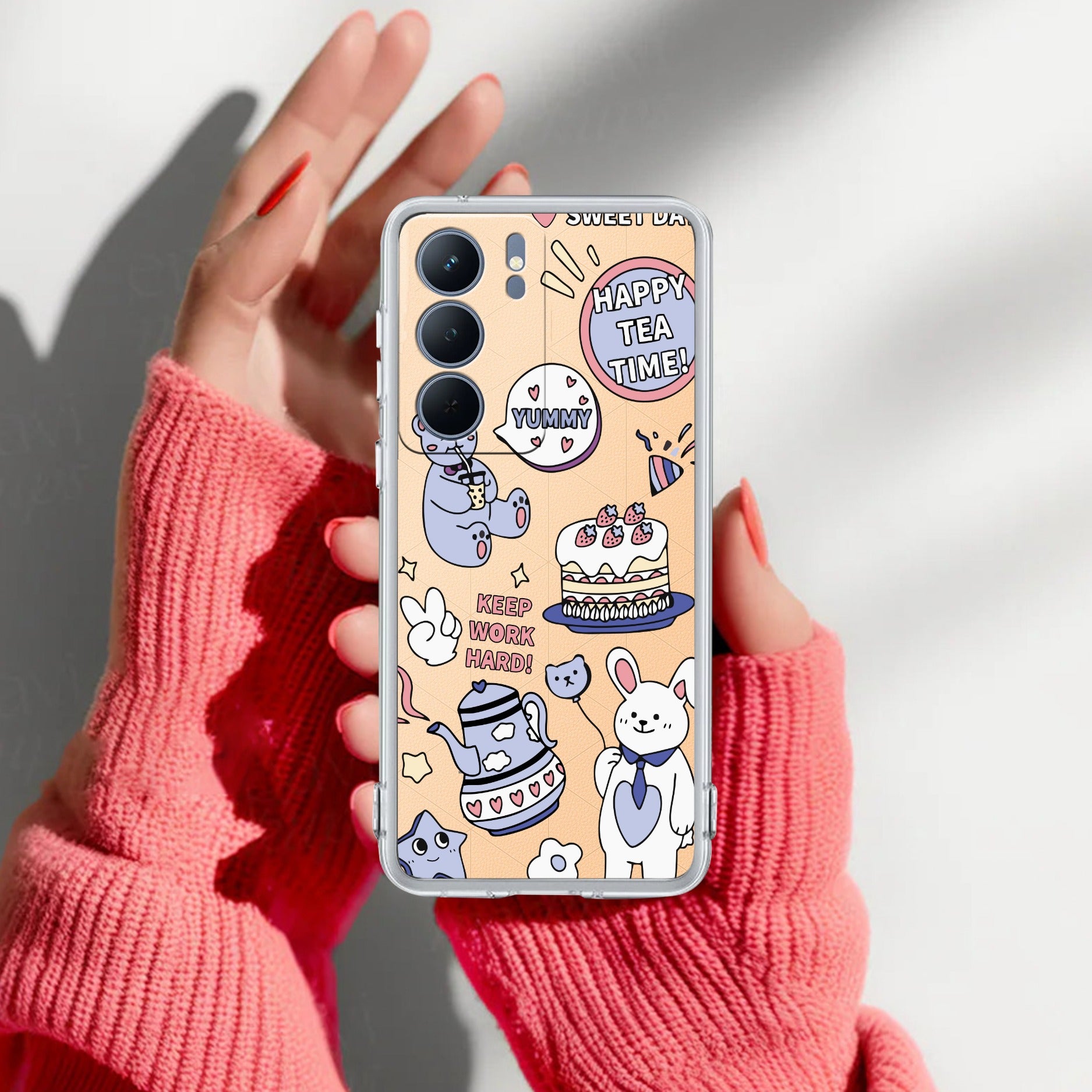 Happy Tea Time Transparent Silicon Case For Realme P3x 5G