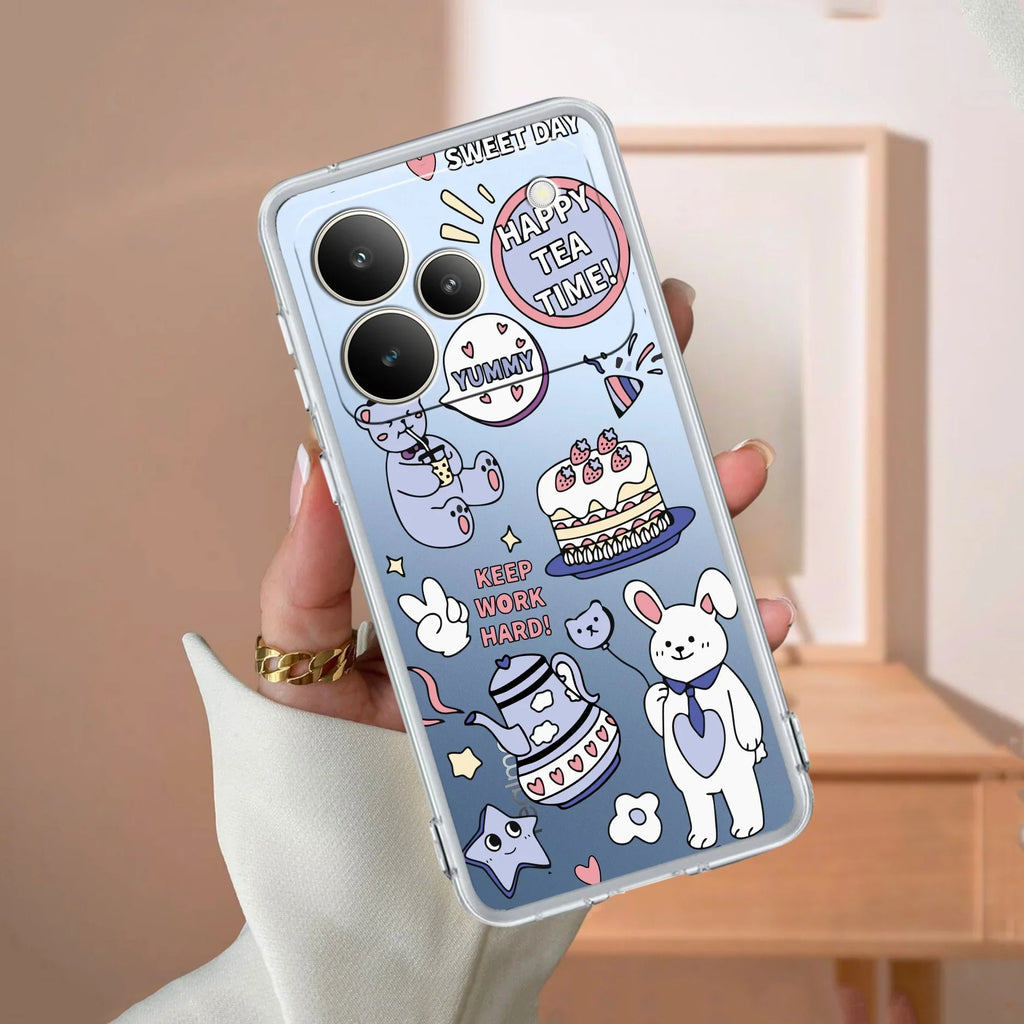 Happy Tea Time Transparent Silicon Case For Realme/Narzo - ShopOnCliQ