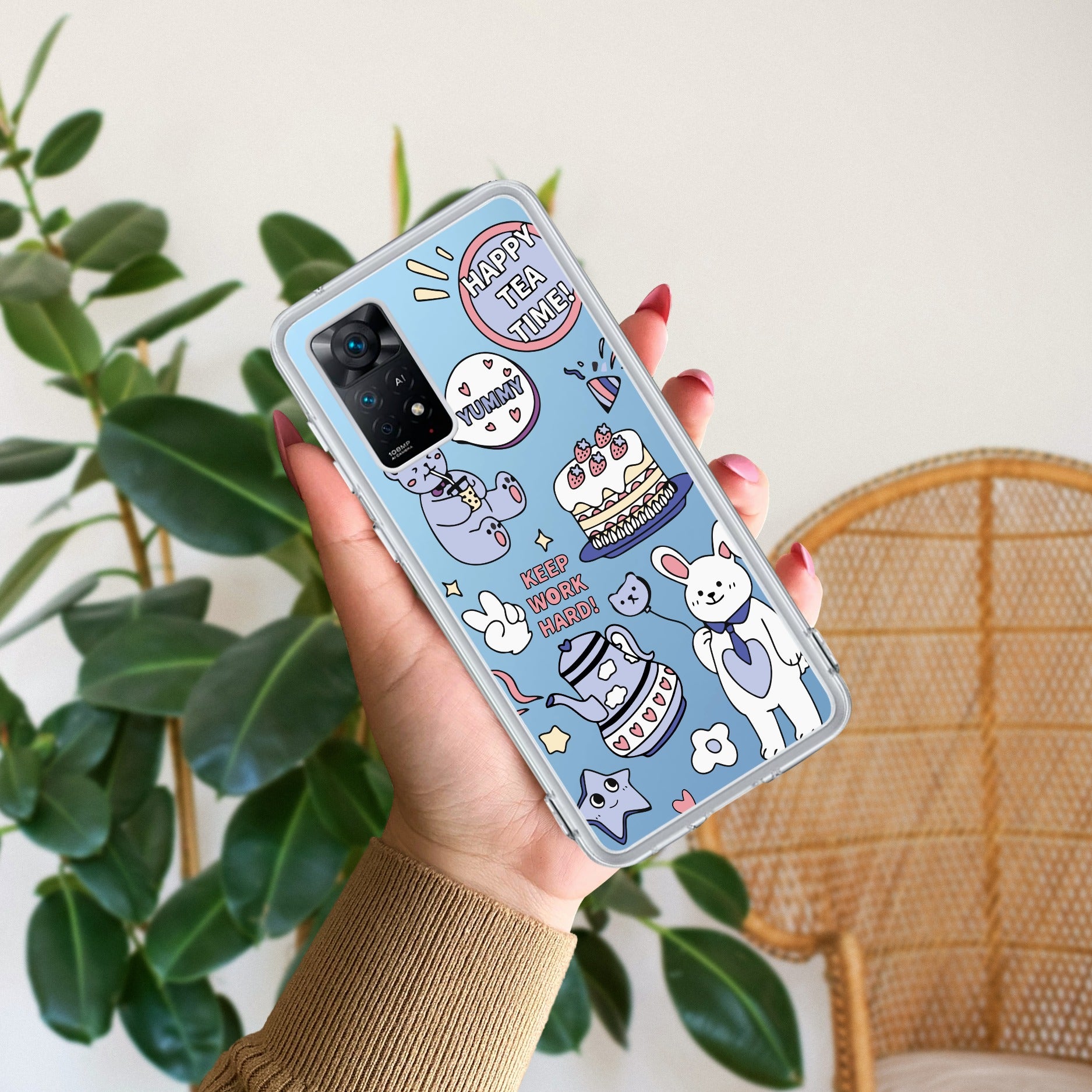 Happy Tea Time Transparent Silicon Case For Redmi/Xiaomi