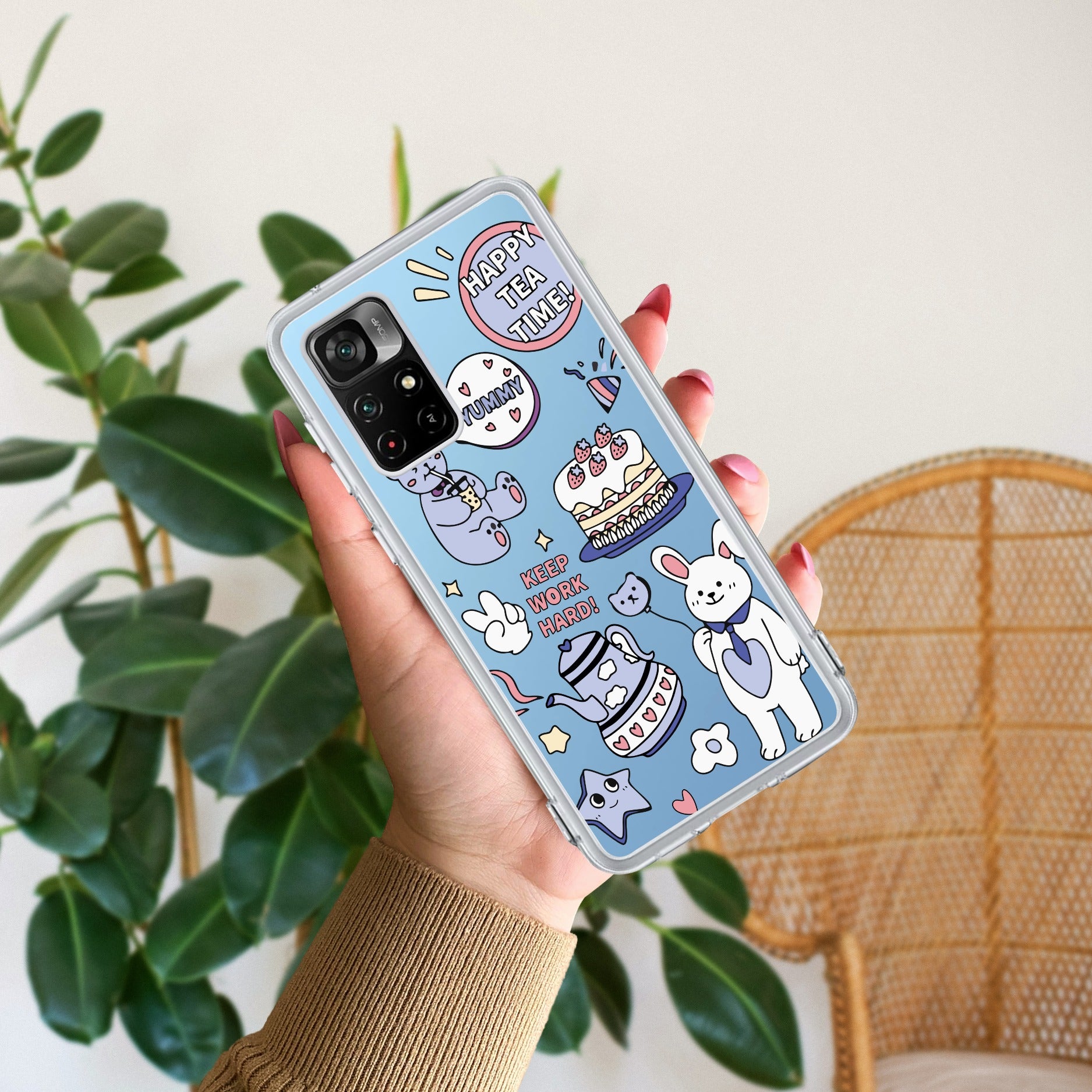 Happy Tea Time Transparent Silicon Case For Redmi/Xiaomi