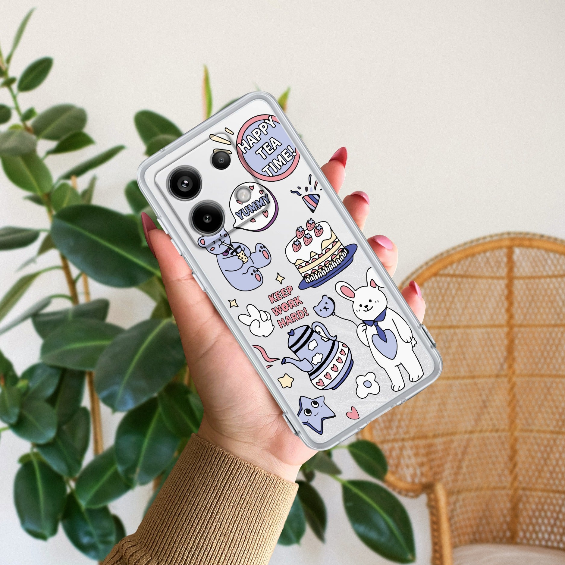 Happy Tea Time Transparent Silicon Case For Redmi/Xiaomi