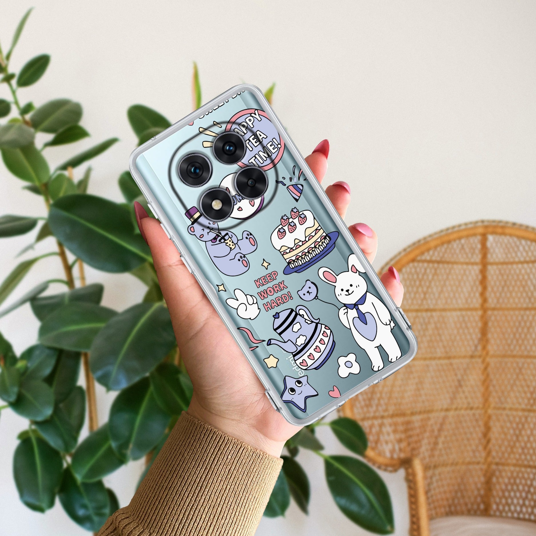 Happy Tea Time Transparent Silicon Case For Redmi/Xiaomi