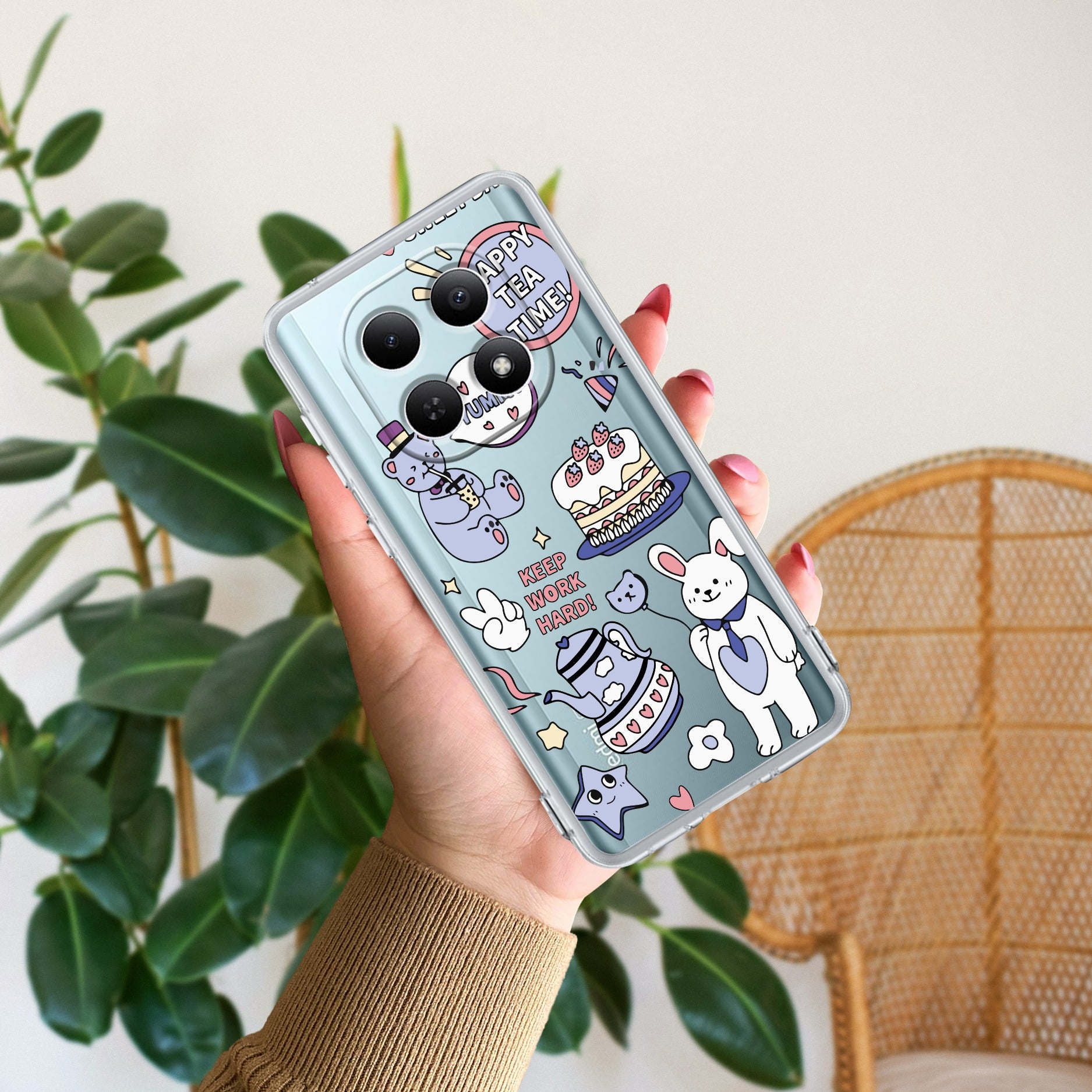 Happy Tea Time Transparent Silicon Case For Redmi/Xiaomi