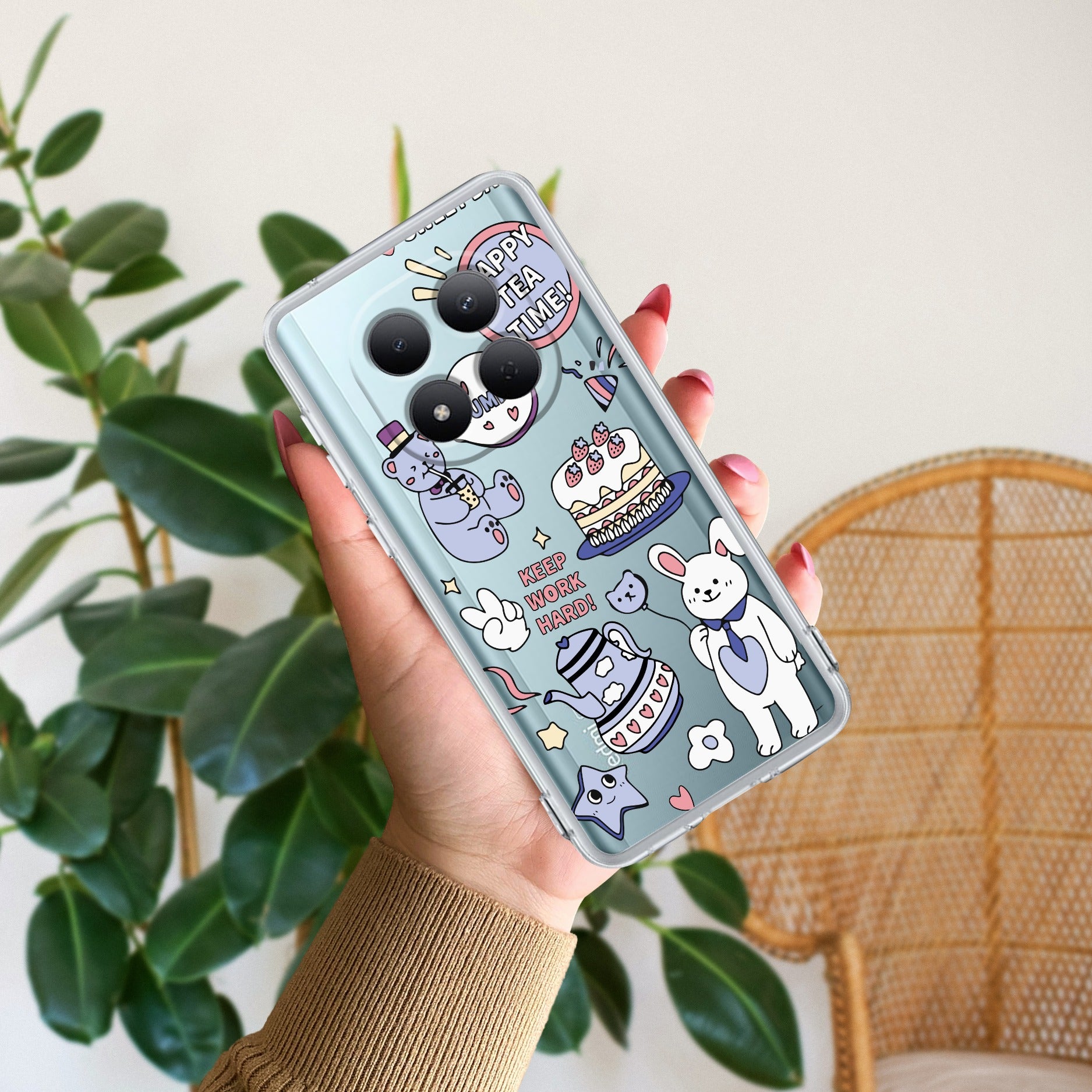 Happy Tea Time Transparent Silicon Case For Redmi/Xiaomi