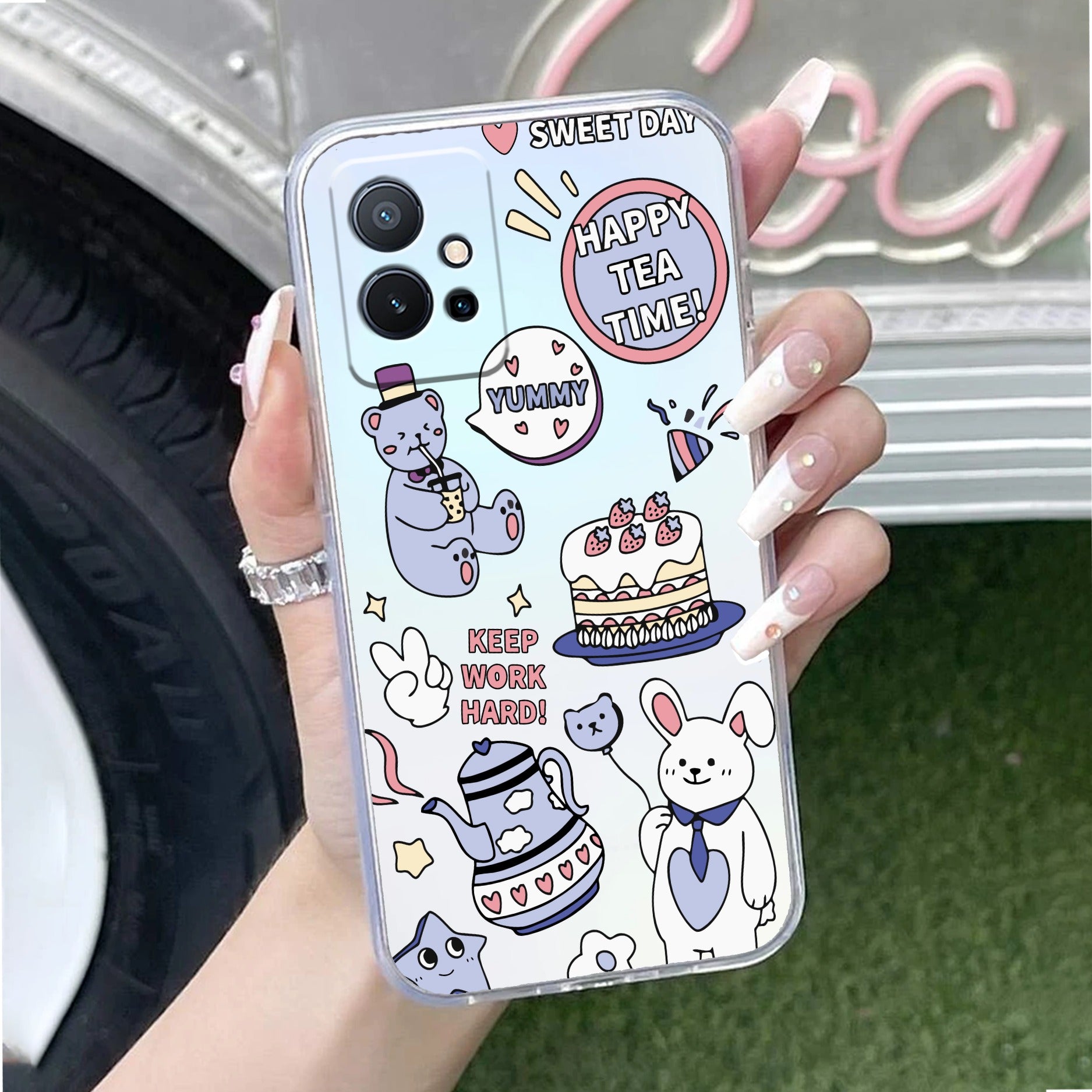 Happy Tea Time Transparent Silicon Case For Vivo T1 5G