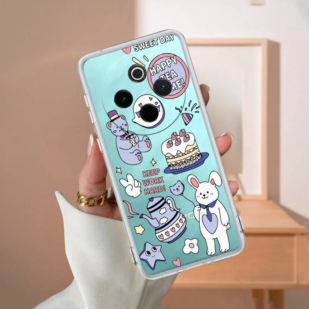 Happy Tea Time Transparent Silicon Case For Vivo Y200e 5G