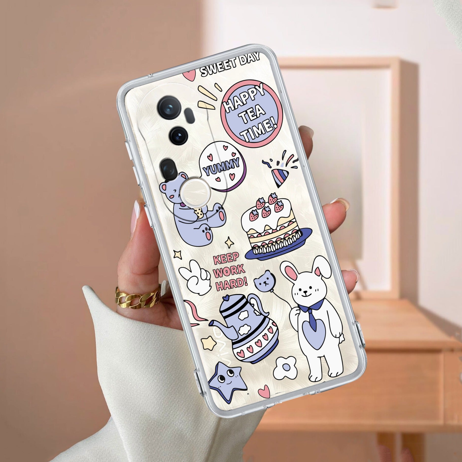 Happy Tea Time Transparent Silicon Case For Vivo T4 Ultra 5G