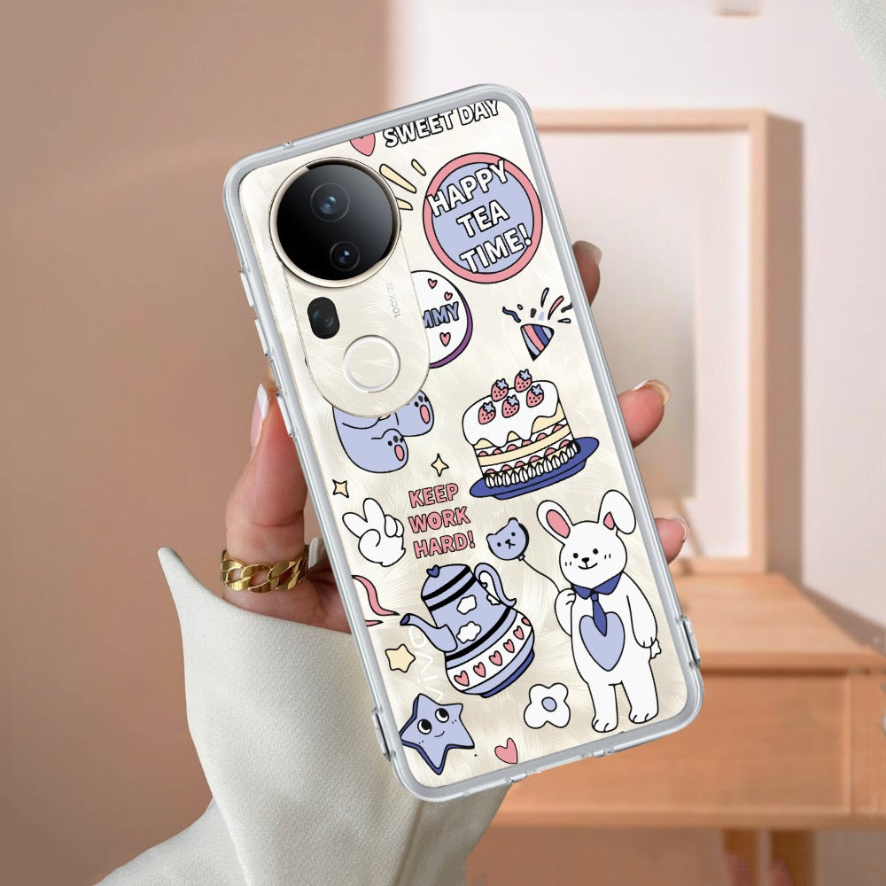 Happy Tea Time Transparent Silicon Case For Vivo