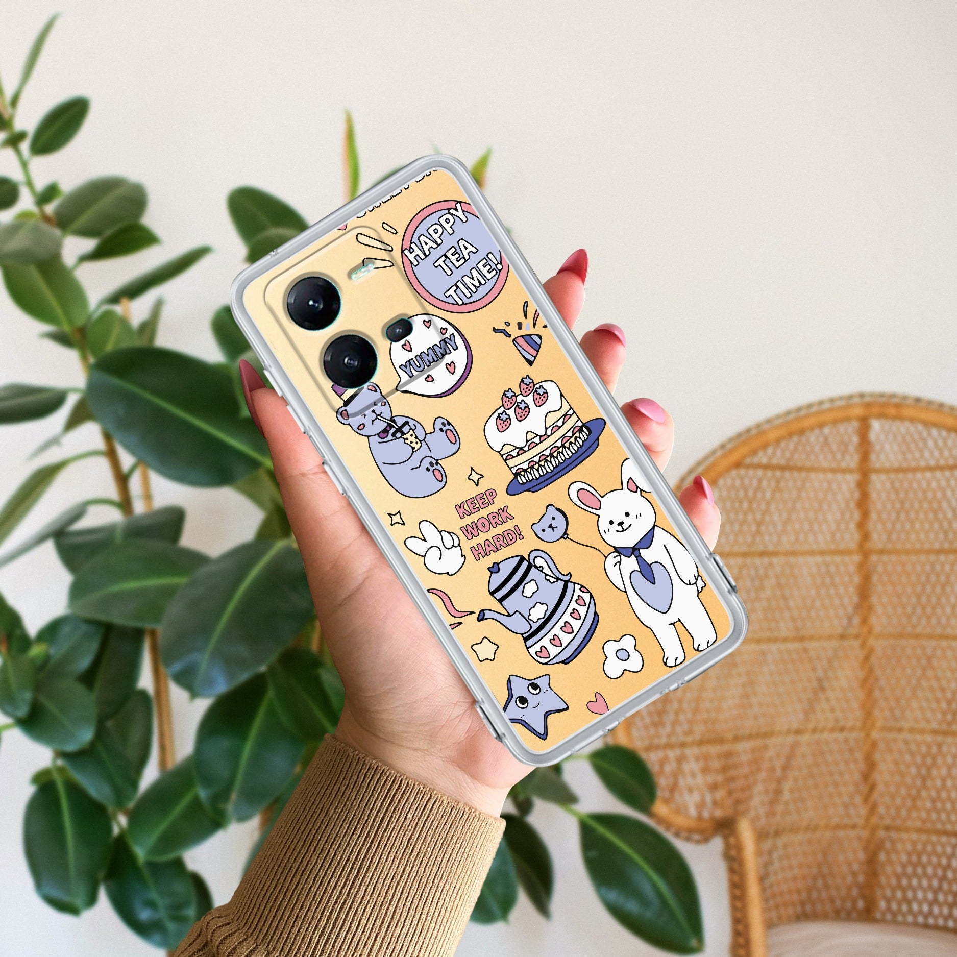 Happy Tea Time Transparent Silicon Case For Vivo V25