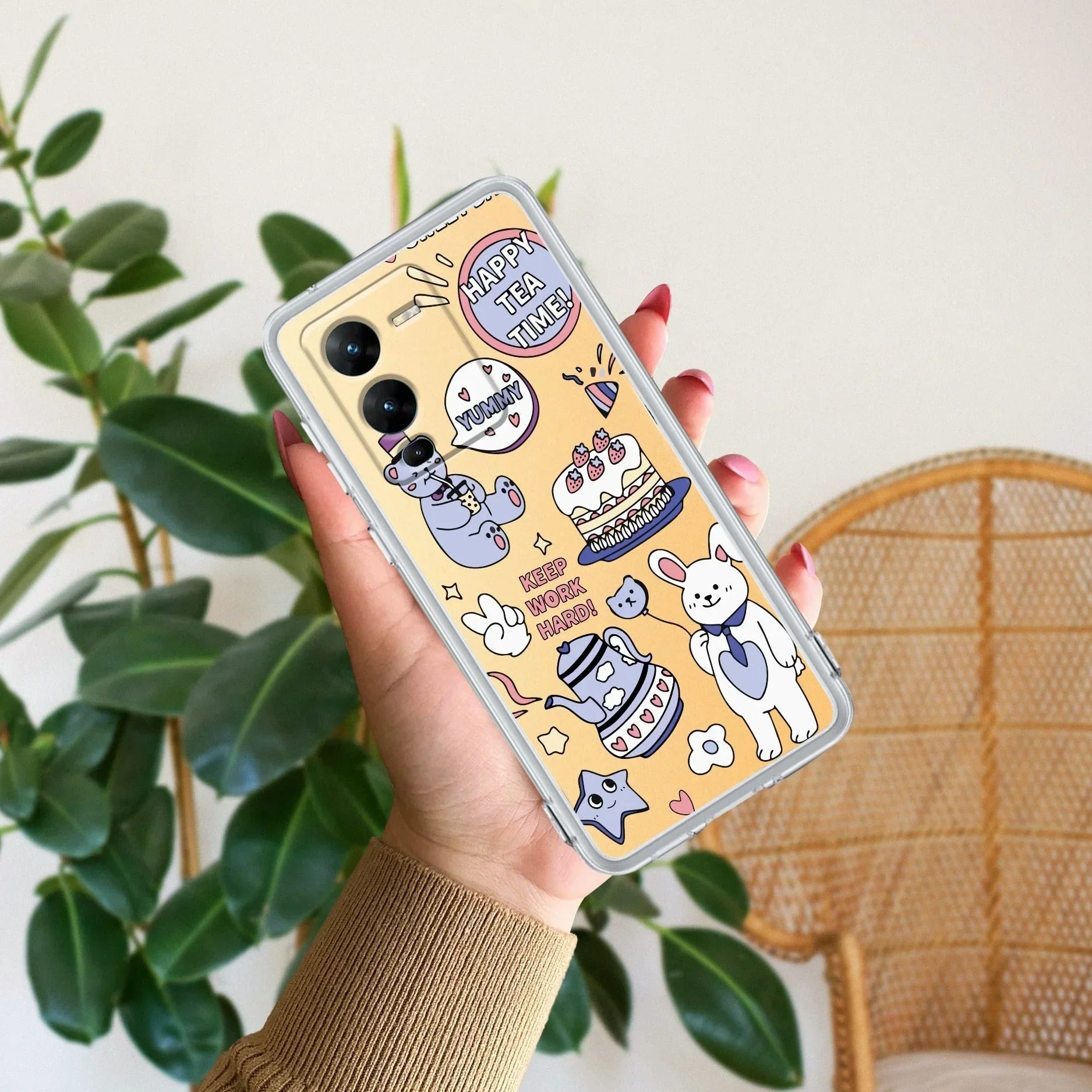 Happy Tea Time Transparent Silicon Case For Vivo V25 Pro 5G