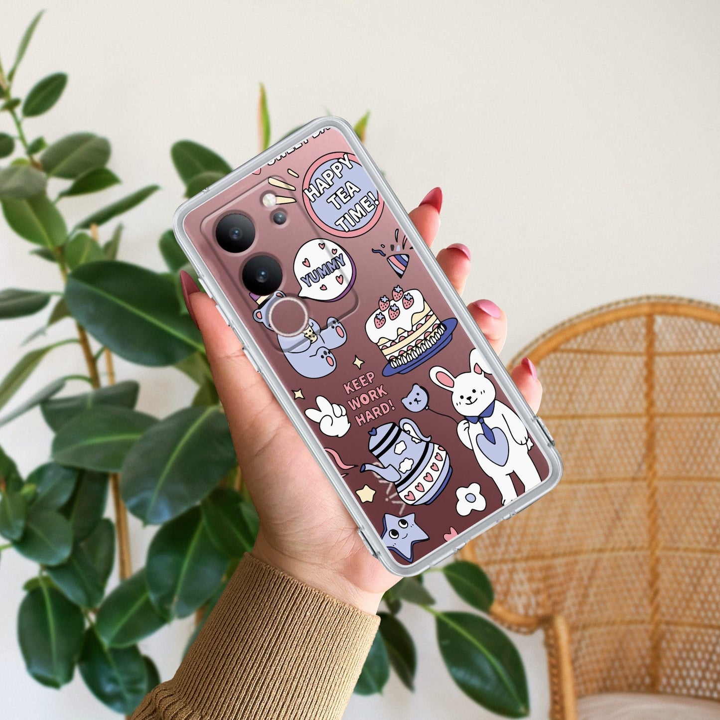 Happy Tea Time Transparent Silicon Case For Vivo