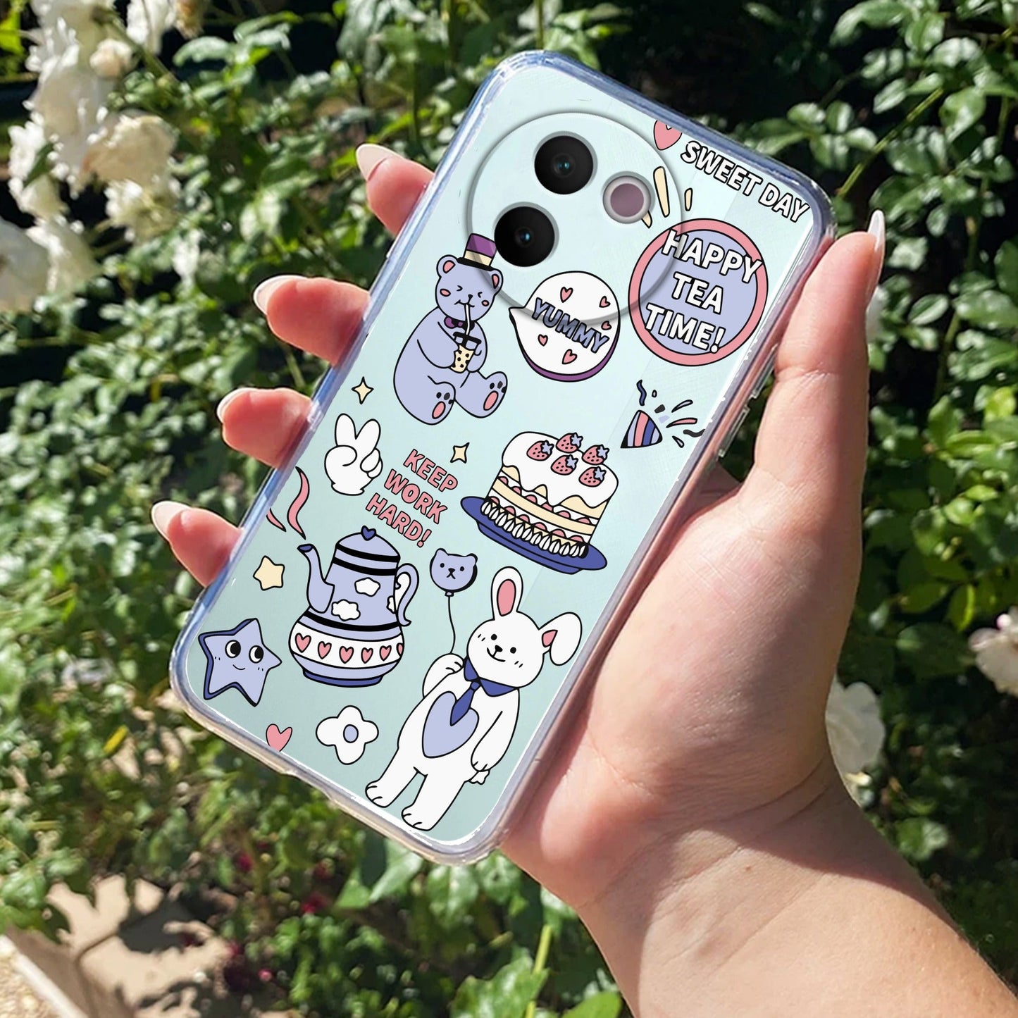 Happy Tea Time Transparent Silicon Case For Vivo