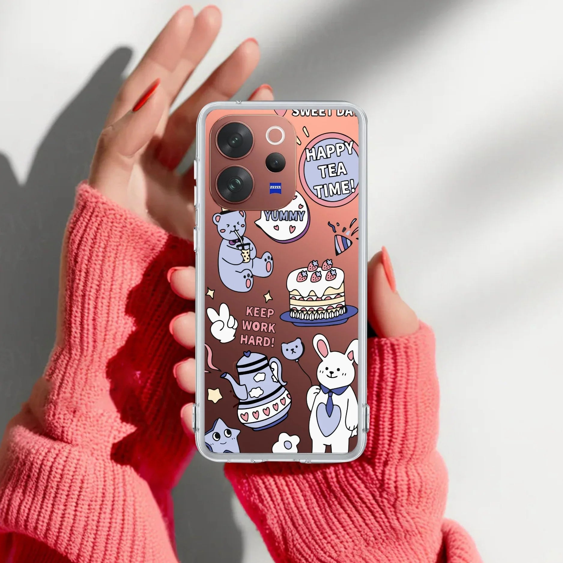 Happy Tea Time Transparent Silicon Case For Vivo Y39 5G