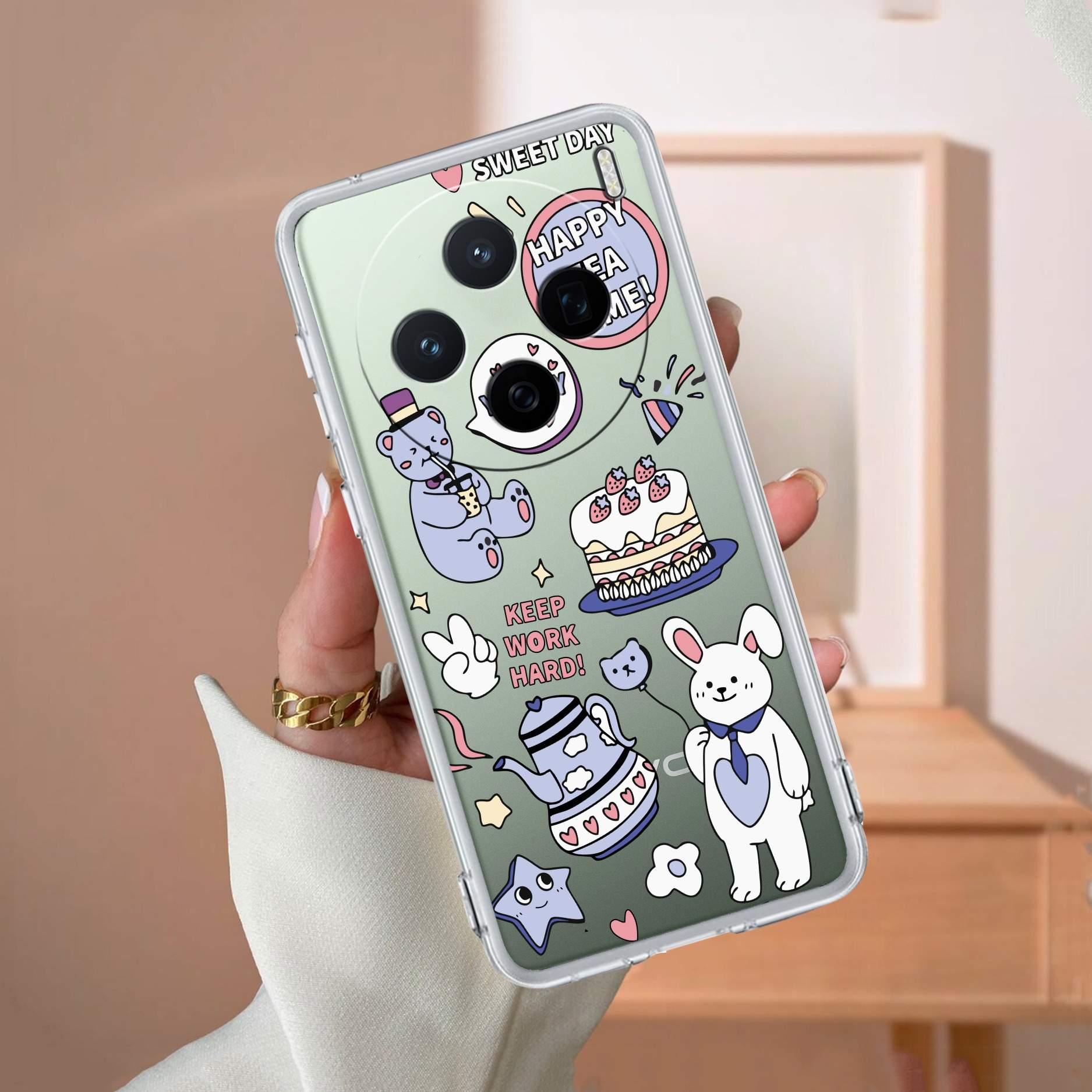 Happy Tea Time Transparent Silicon Case For Vivo T4 5G