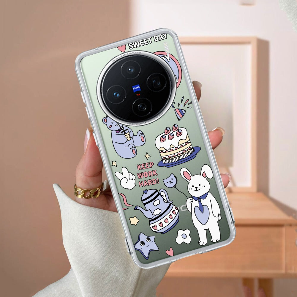 Happy Tea Time Transparent Silicon Case For Vivo