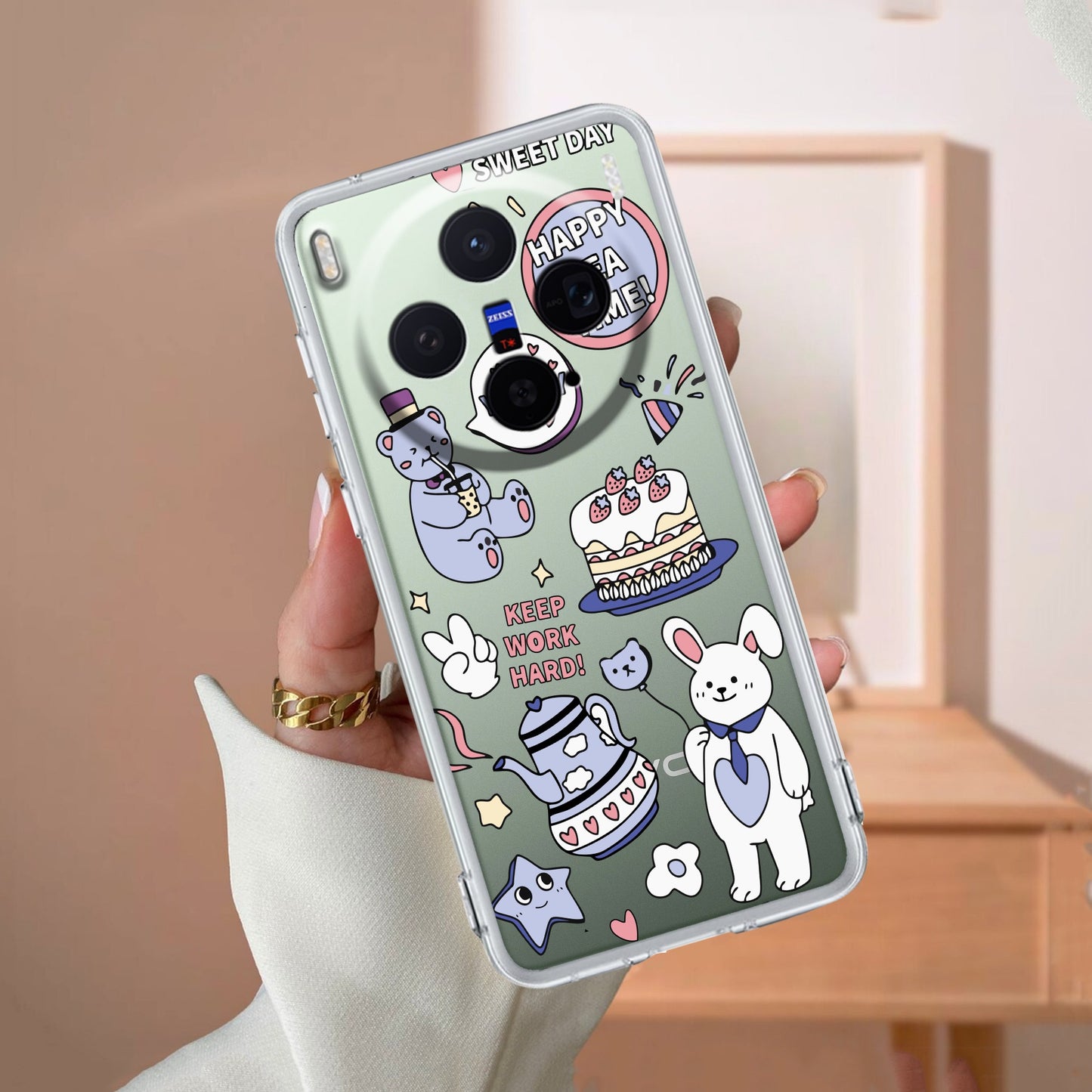 Happy Tea Time Transparent Silicon Case For Vivo