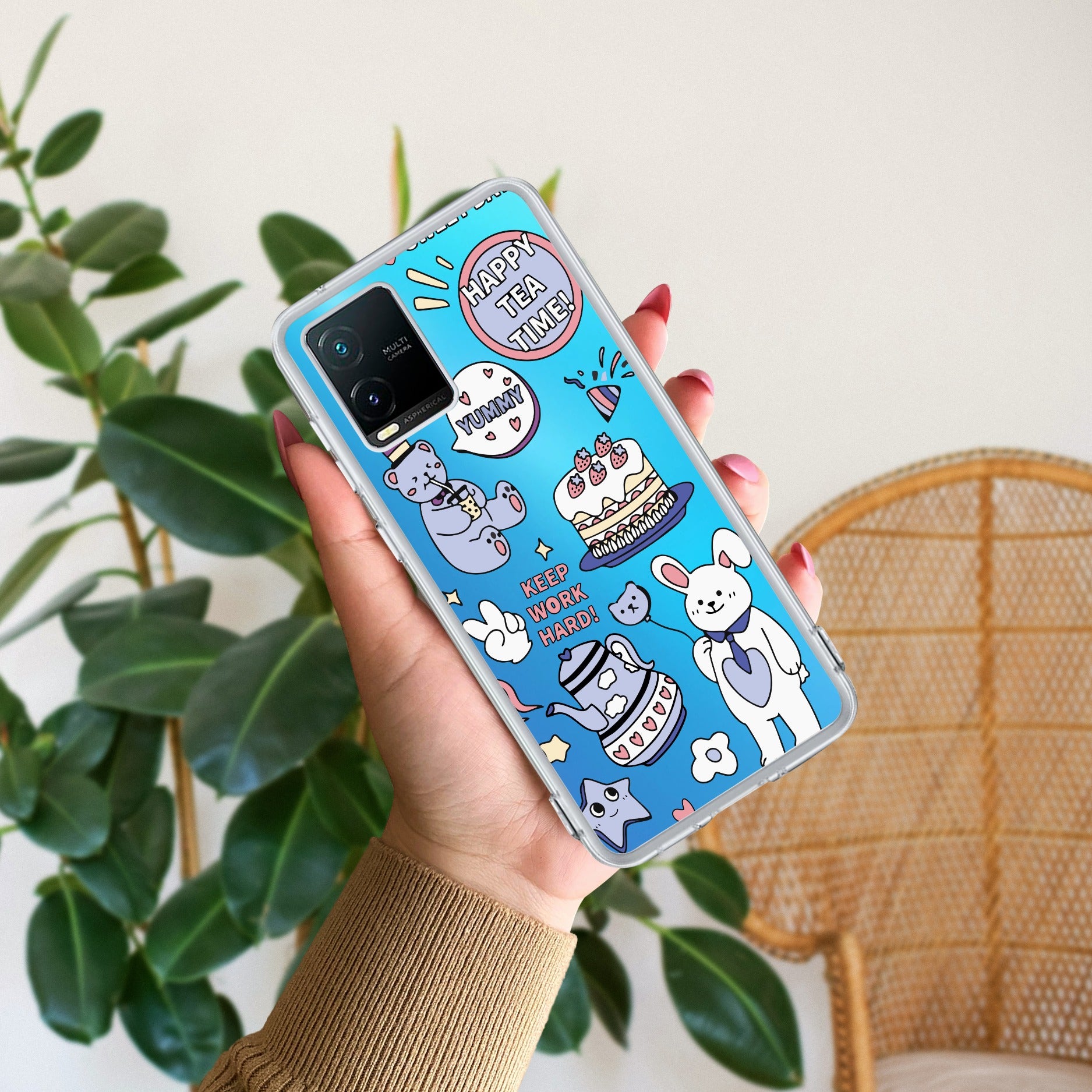 Happy Tea Time Transparent Silicon Case For Vivo T1x