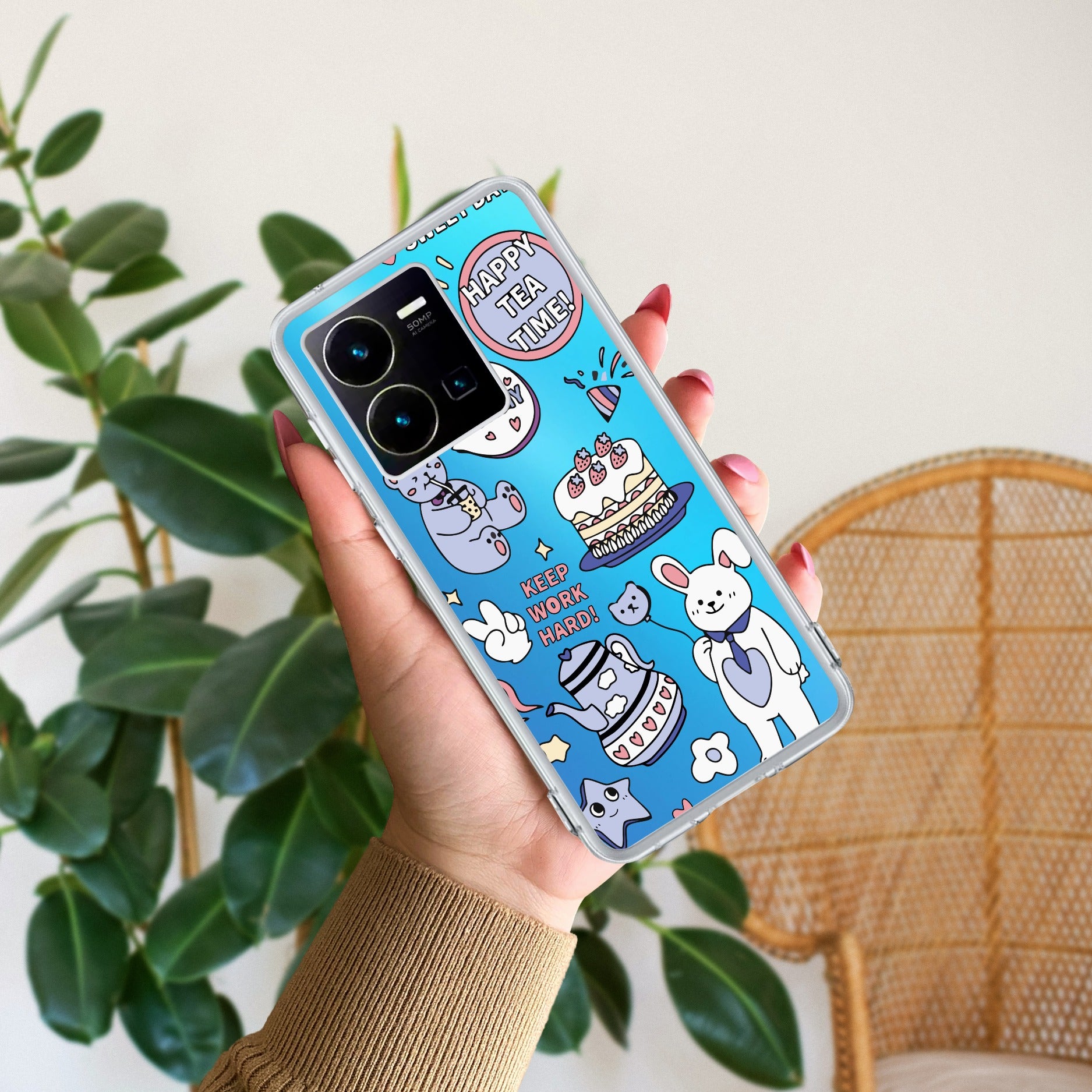 Happy Tea Time Transparent Silicon Case For Vivo Y35