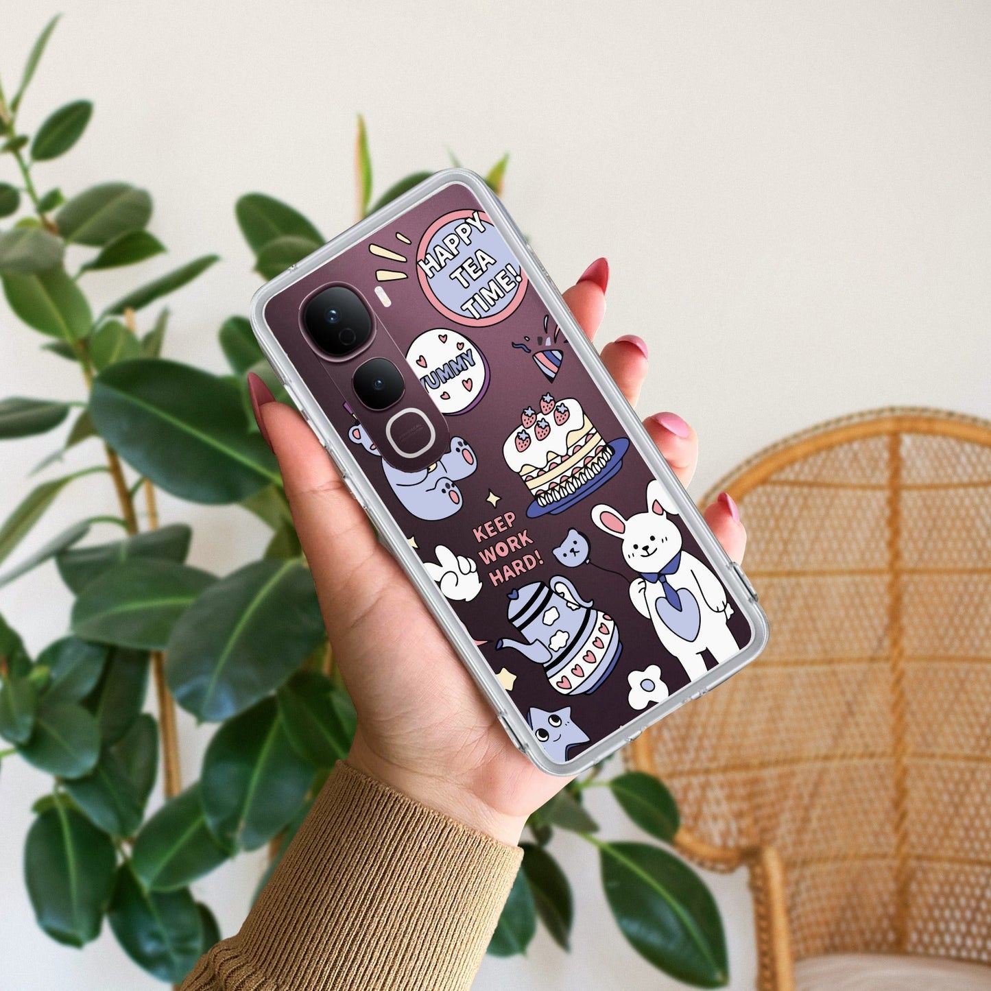 Happy Tea Time Transparent Silicon Case For Vivo
