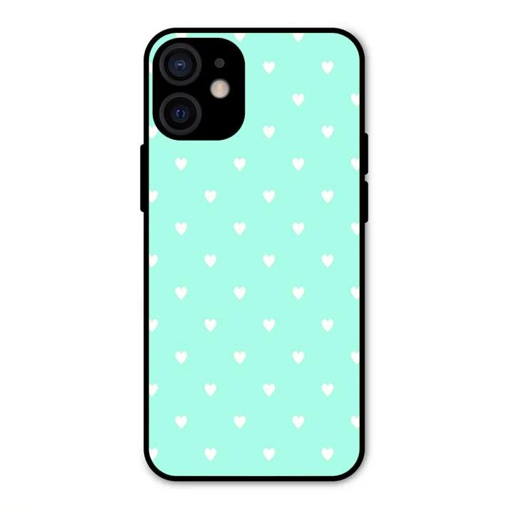 Heart Design Glossy Metal Case Cover For iPhone 12 mini
