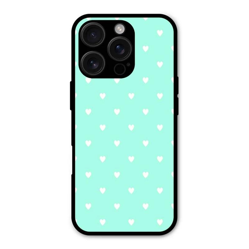 Heart Design Glossy Metal Case Cover For iPhone 16 Pro