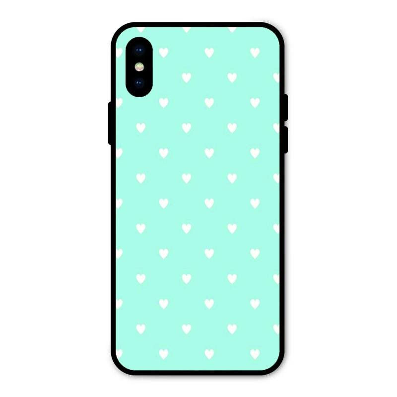 Heart Design Glossy Metal Case Cover For iPhone XS