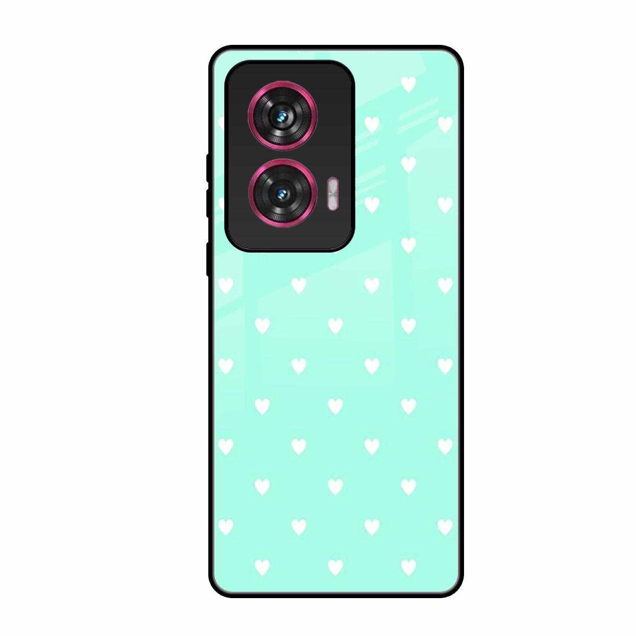 Heart Design Glossy Metal Case Cover For Motorola Edge 50 Fusion 5G
