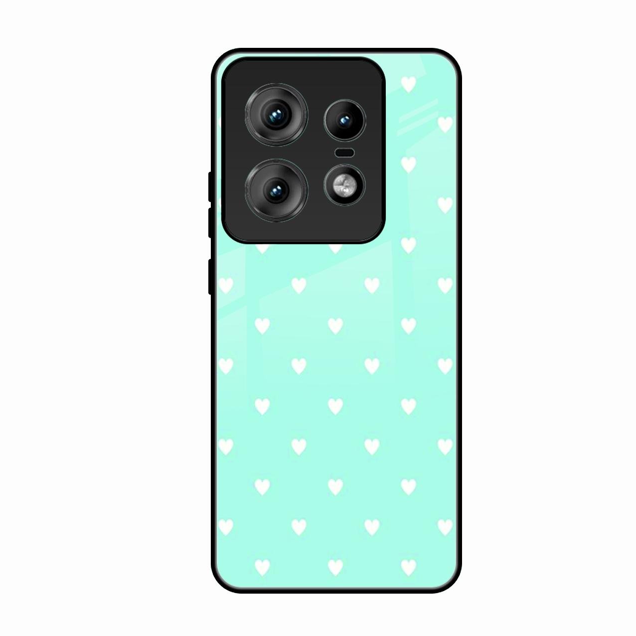Heart Design Glossy Metal Case Cover For Motorola Edge 50 Pro