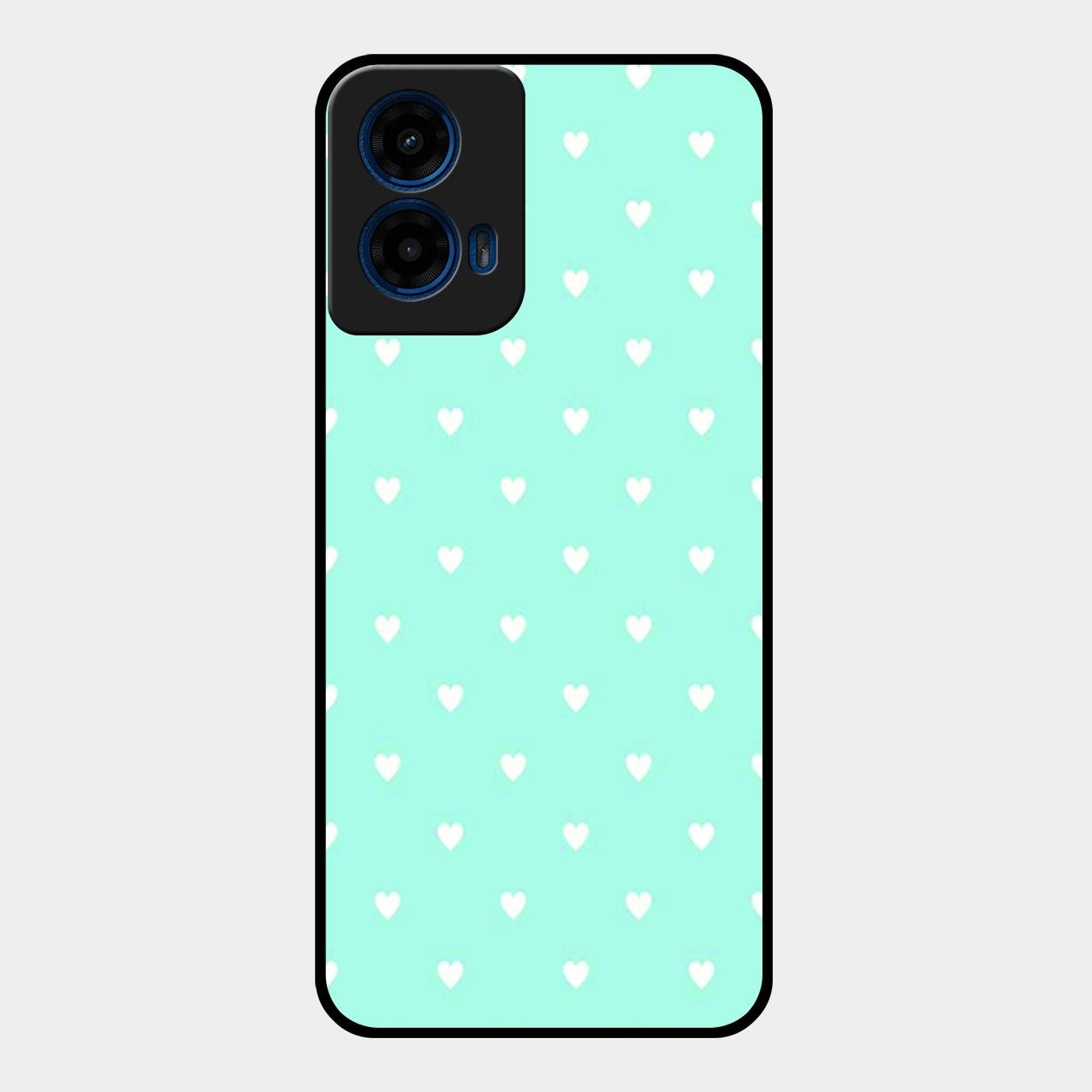 Heart Design Glossy Metal Case Cover For Motorola G45 5G