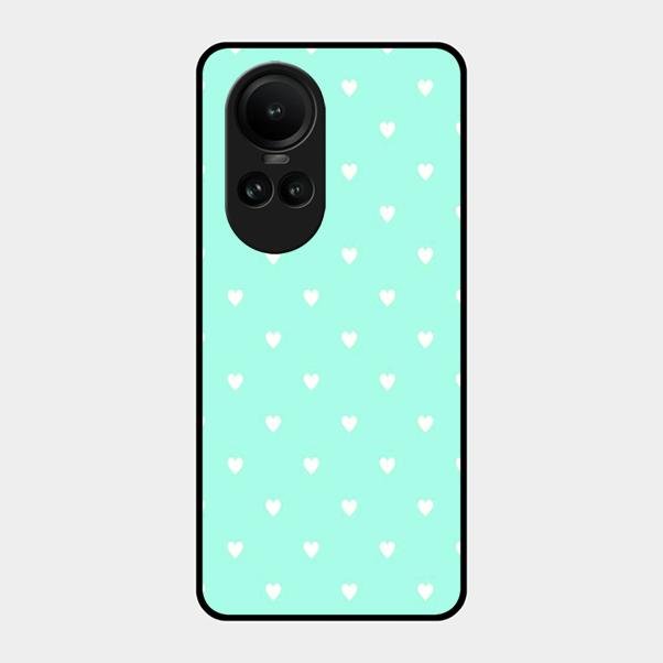 Heart Design Glossy Metal Case Cover For Oppo Reno 10 5G