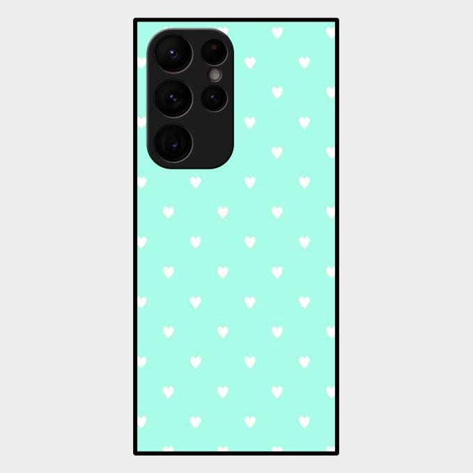 Heart Design Glossy Metal Case Cover For Samsung Galaxy S22 Ultra 5G