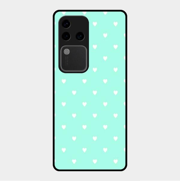 Heart Design Glossy Metal Case Cover For Vivo V30 Pro 5G