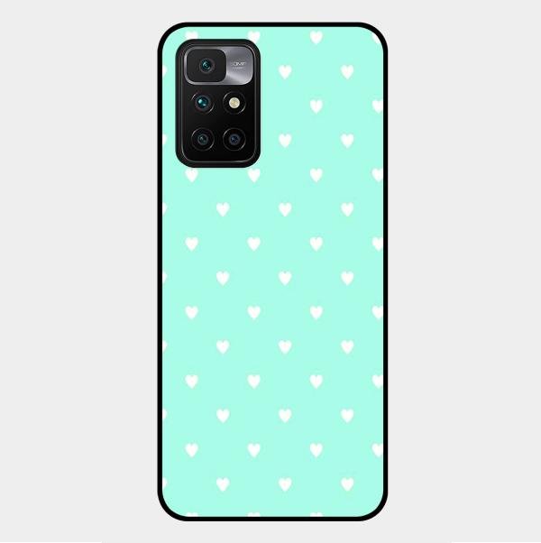 Heart Design Glossy Metal Case Cover For Xiaomi Redmi 10 Prime 2022