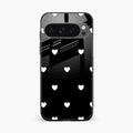 Heart Pattern Black Glass Case Cover For Google Pixel 10 Pro XL