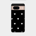 Heart Pattern Black Glass Case Cover For Google Pixel 8 5G