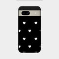 Heart Pattern Black Glass Case Cover For Google Pixel 8A 5G