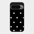 Heart Pattern Black Glass Case Cover For Google Pixel 9 Pro 5G