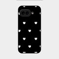 Heart Pattern Black Glass Case Cover For Google Pixel 9A 5G