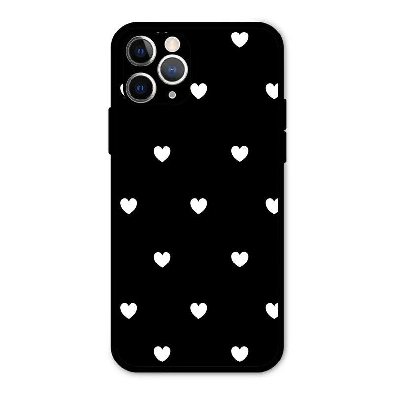 Heart Pattern Black Glass Case Cover For iPhone 11 Pro
