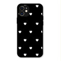 Heart Pattern Black Glass Case Cover For iPhone 12